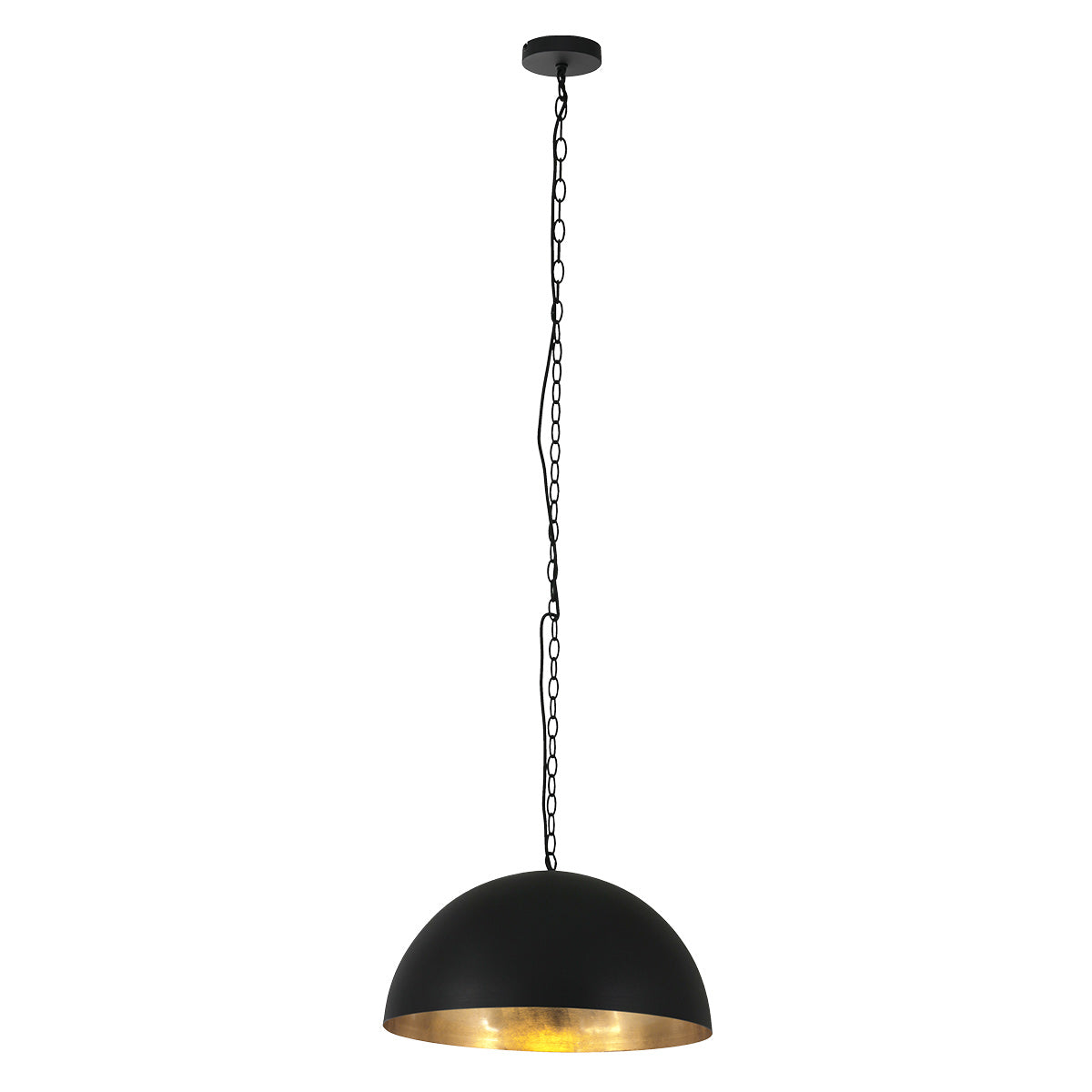 Hanglamp Semicirkel 2555ZW zwarte bol met gouden binnenkant