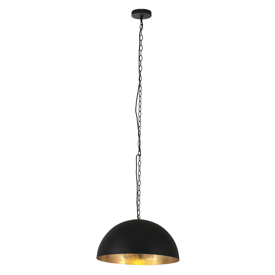 Hanglamp Semicirkel 2555ZW zwarte bol met gouden binnenkant