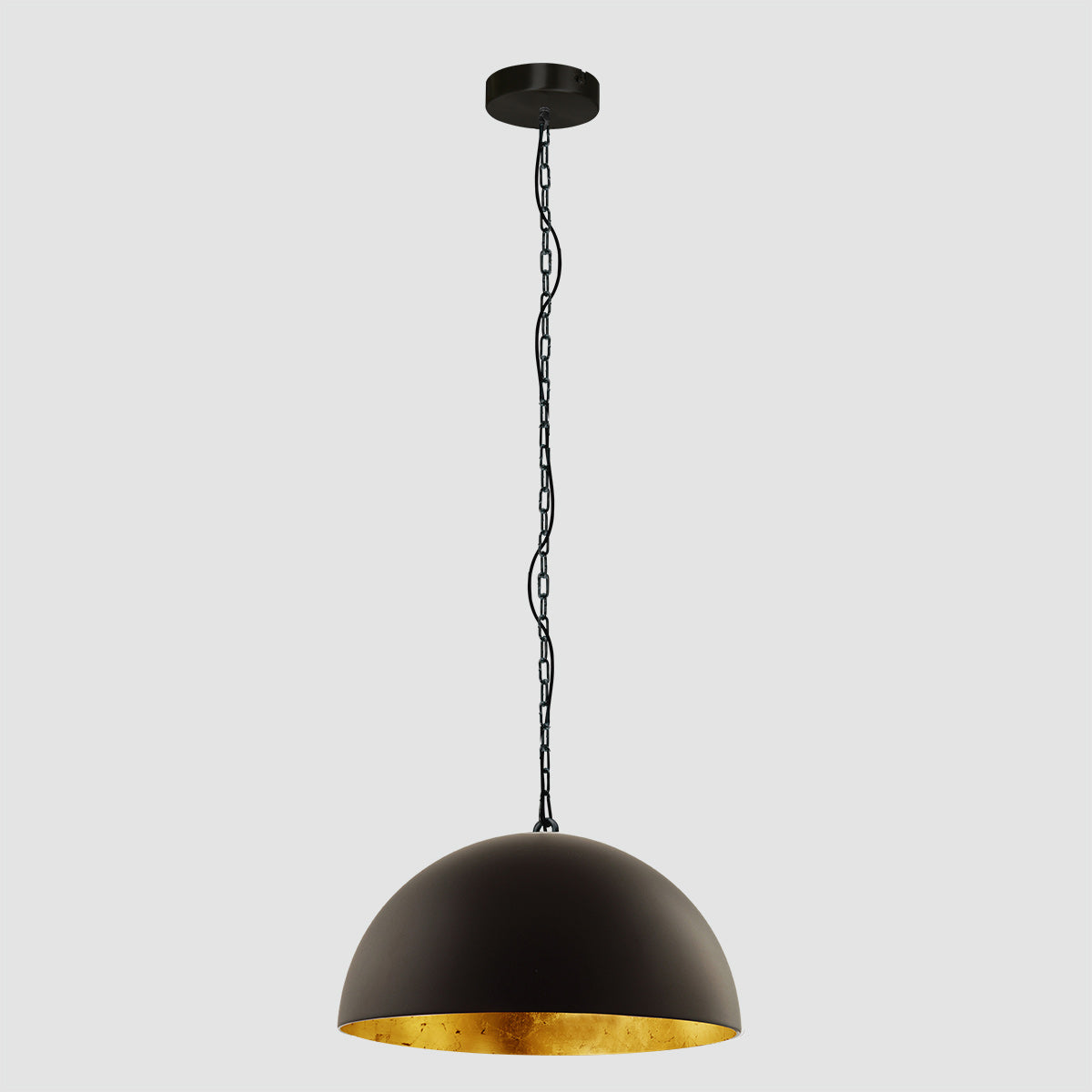 Hanglamp Semicirkel 2555ZW zwarte bol met gouden binnenkant