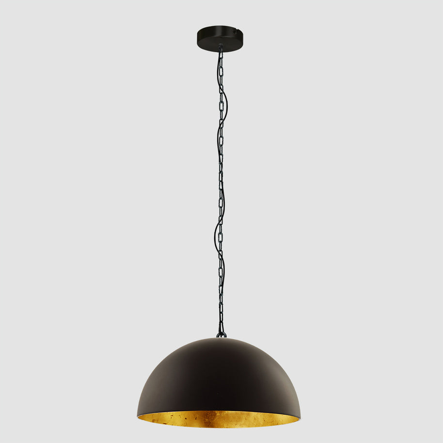 Hanglamp Semicirkel 2555ZW zwarte bol met gouden binnenkant