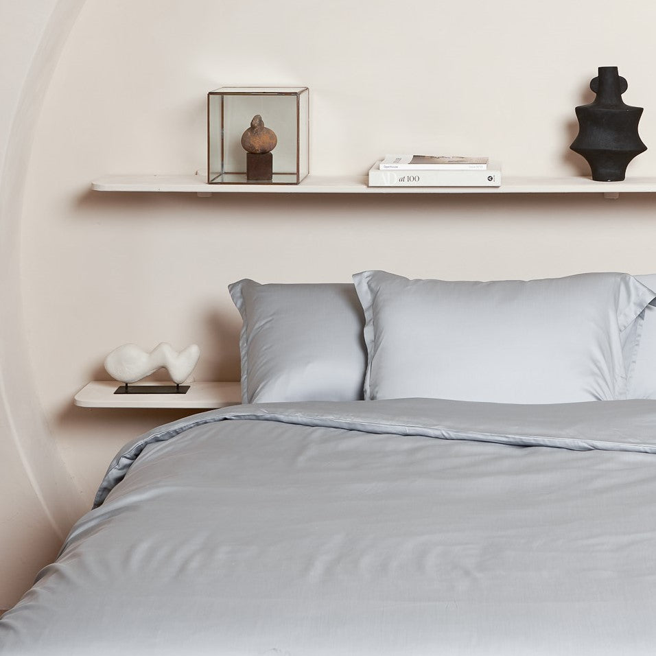 Coco & Cici - Tencel Sateen Kussensloop 70 x 60 cm - Kussenhoes - Lyocell - Extra Zacht & 100% Natuurlijk - Grijs Blauw