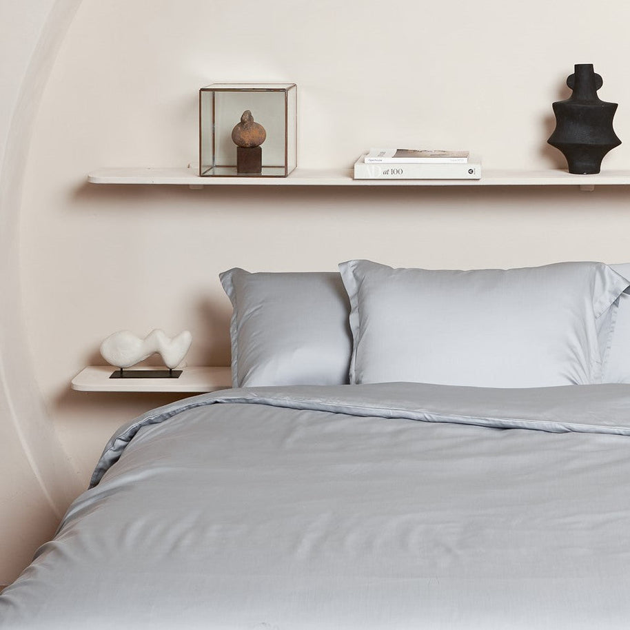 Coco & Cici - Tencel Sateen Kussensloop 70 x 60 cm - Kussenhoes - Lyocell - Extra Zacht & 100% Natuurlijk - Grijs Blauw