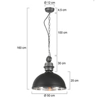Zwarte chromen hanglamp Gaeve 2661ZW Ø50 cm E27-fitting