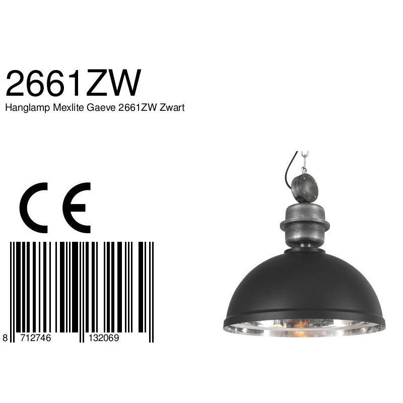 Zwarte chromen hanglamp Gaeve 2661ZW Ø50 cm E27-fitting
