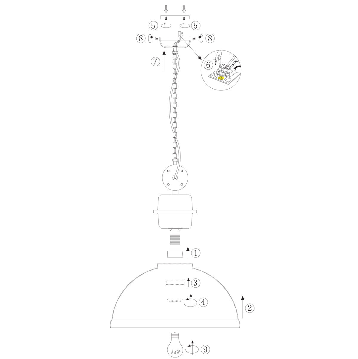 Zwarte chromen hanglamp Gaeve 2661ZW Ø50 cm E27-fitting