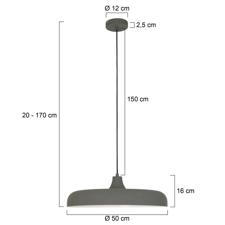 Hanglamp Krisip 2677GR grijs met E27-fitting en strijkijzersnoer