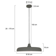 Hanglamp Krisip 2677GR grijs met E27-fitting en strijkijzersnoer