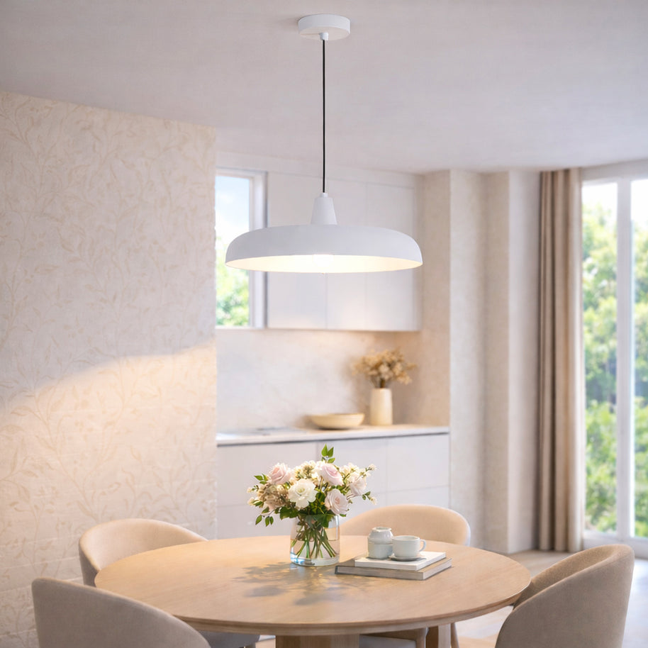 Hanglamp Krisip 2677W Wit met E27 fitting en stoffen snoer