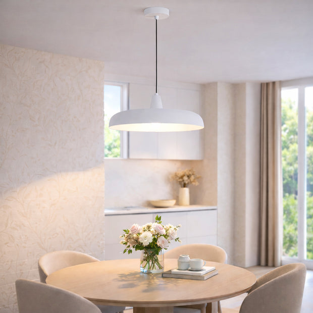 Hanglamp Krisip 2677W Wit met E27 fitting en stoffen snoer