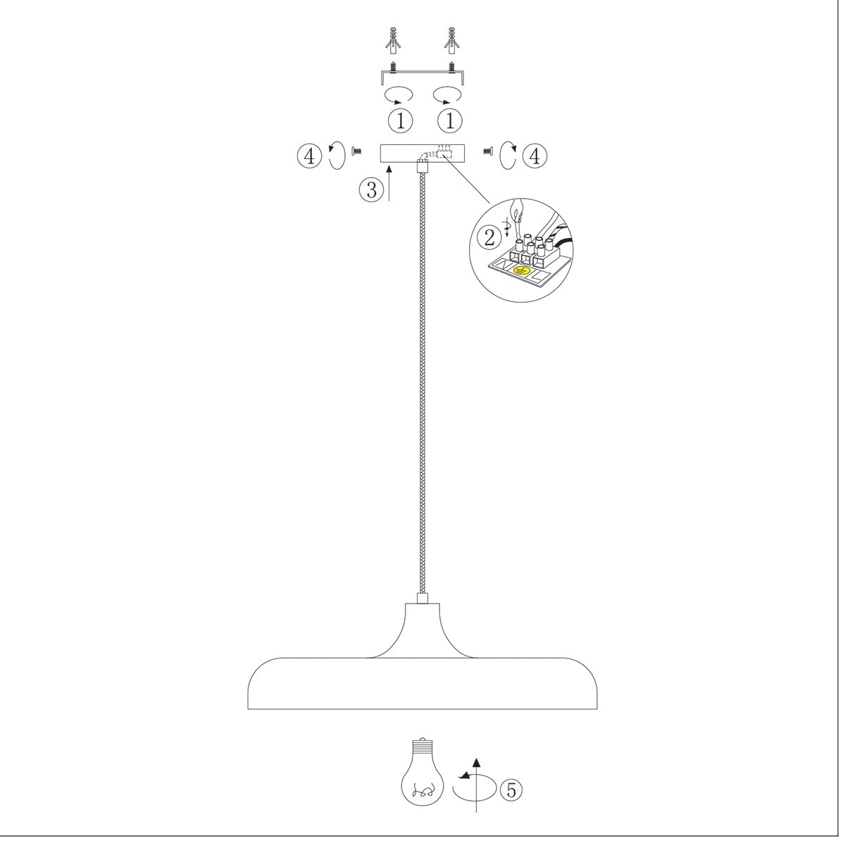 Hanglamp Krisip 2677W Wit met E27 fitting en stoffen snoer