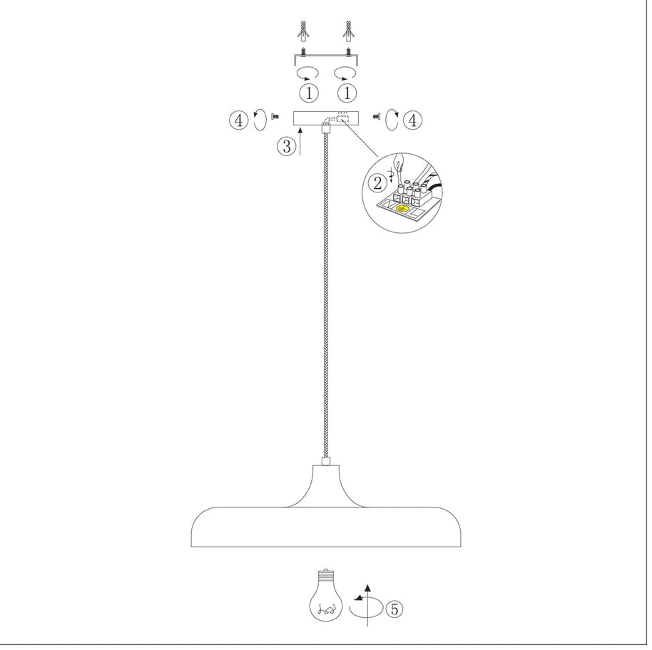Hanglamp Krisip 2677W Wit met E27 fitting en stoffen snoer