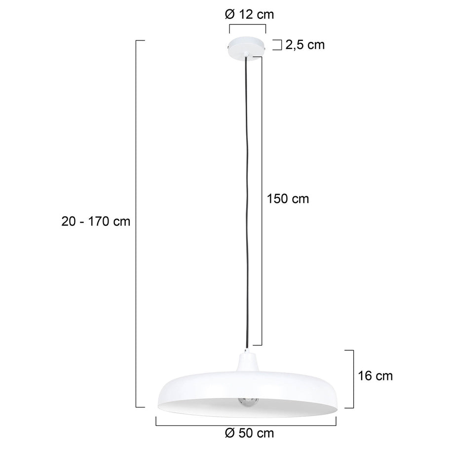 Hanglamp Krisip 2677W Wit met E27 fitting en stoffen snoer