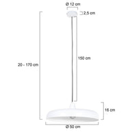 Hanglamp Krisip 2677W Wit met E27 fitting en stoffen snoer
