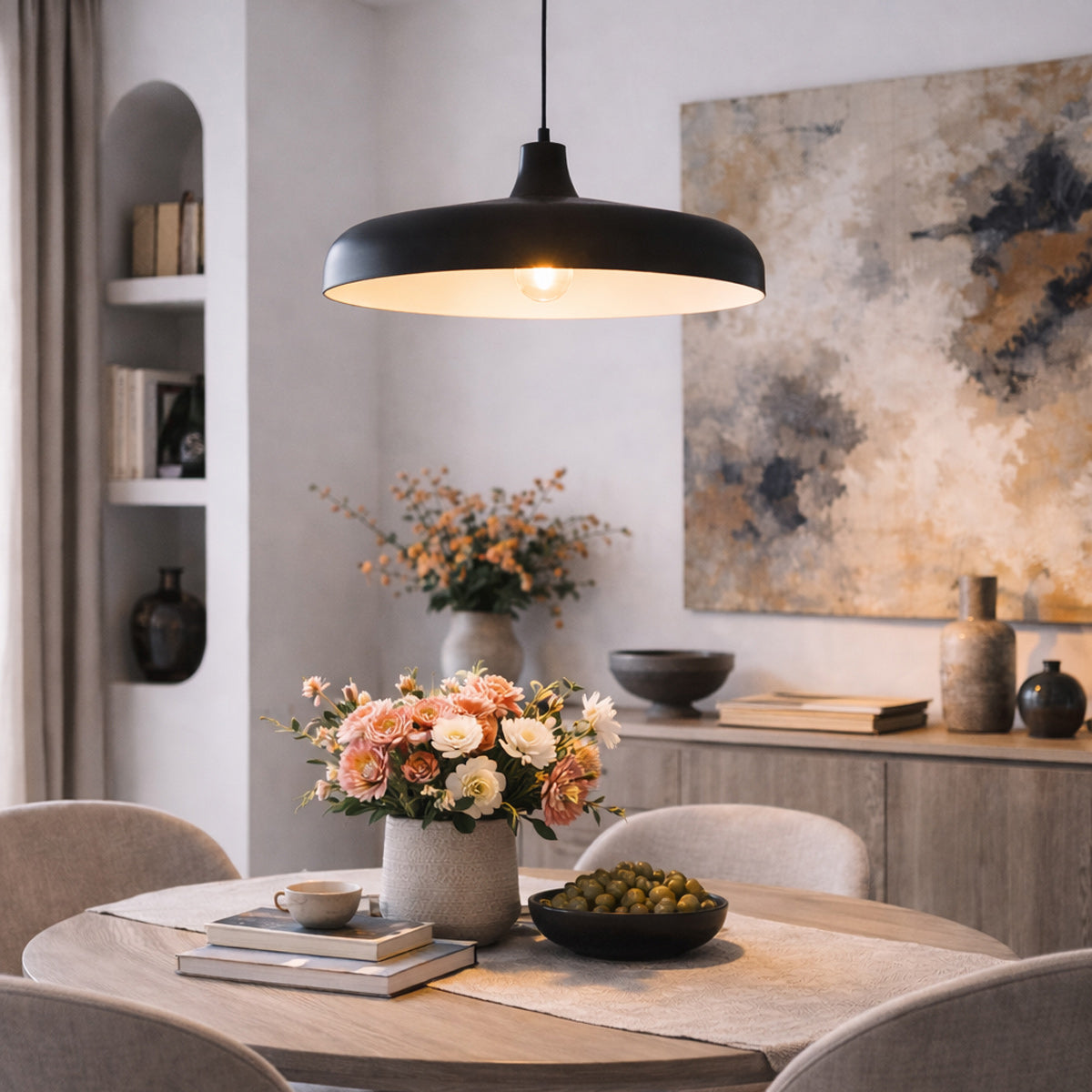 Hanglamp Krisip 2677ZW zwart met E27-fitting en stoffen snoer