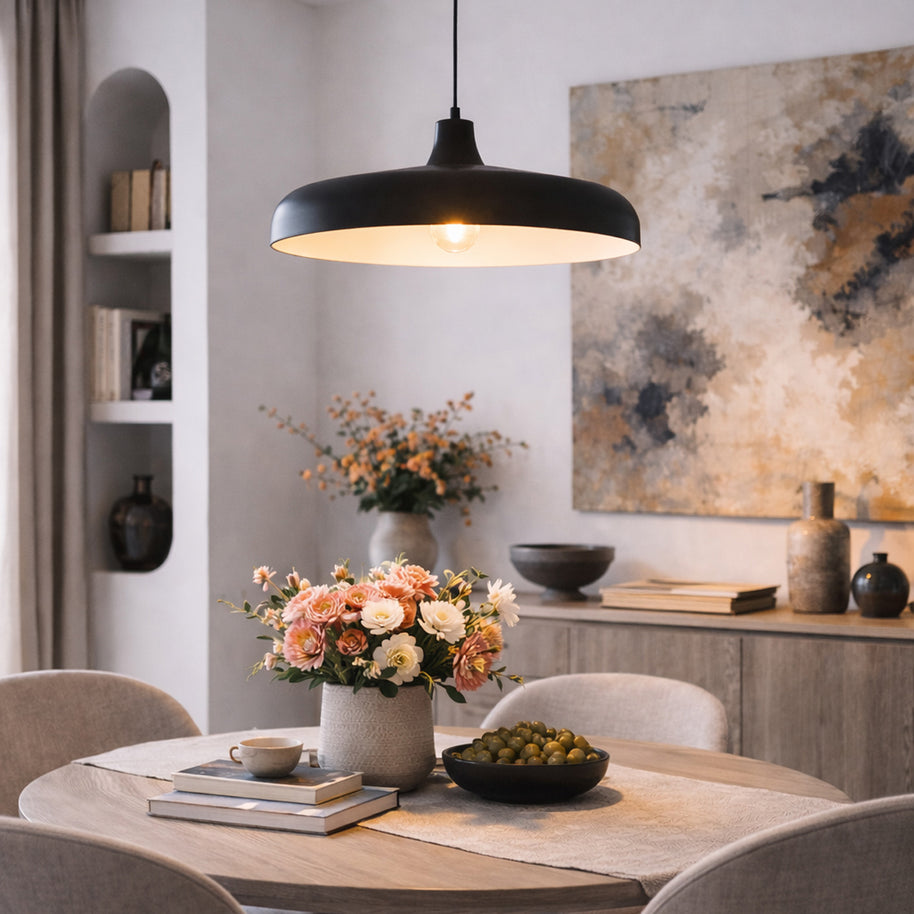 Hanglamp Krisip 2677ZW zwart met E27-fitting en stoffen snoer