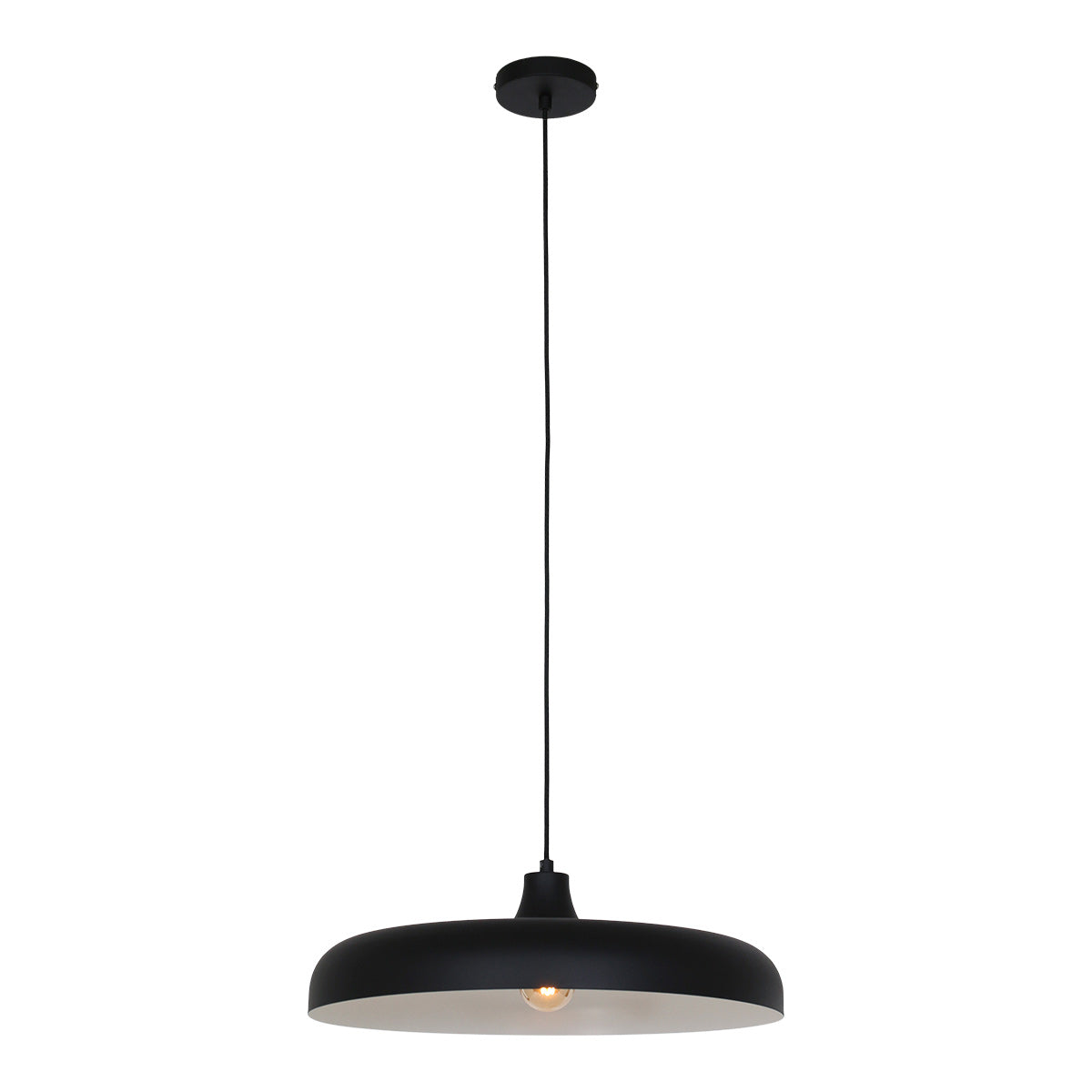 Hanglamp Krisip 2677ZW zwart met E27-fitting en stoffen snoer