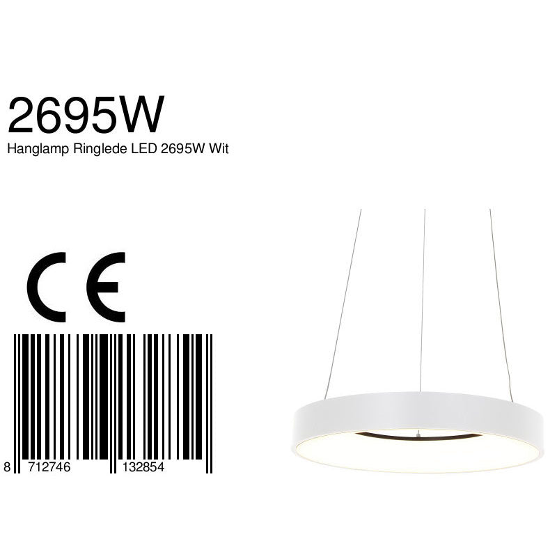 Hanglamp Ringlede 2695W wit rond 48 cm