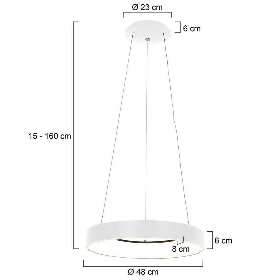 Hanglamp Ringlede 2695W wit rond 48 cm