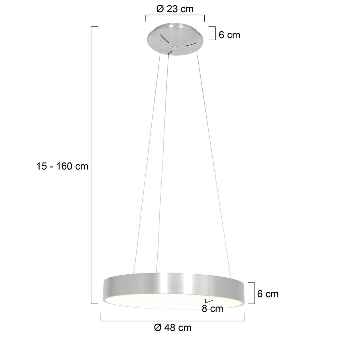 Hanglamp Ringlede 2695ZI Zilver rond 48cm
