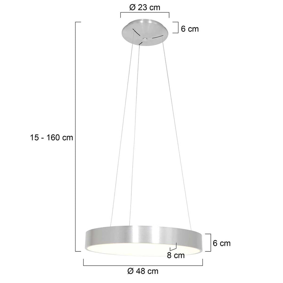 Hanglamp Ringlede 2695ZI Zilver rond 48cm