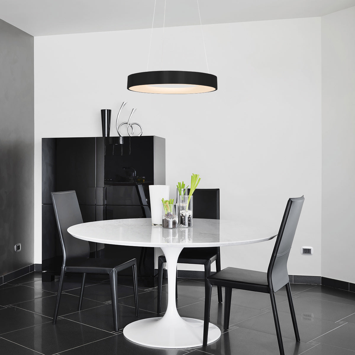Hanglamp Ringlede 2695ZW Zwart rond 48 cm