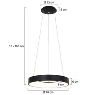 Hanglamp Ringlede 2695ZW Zwart rond 48 cm