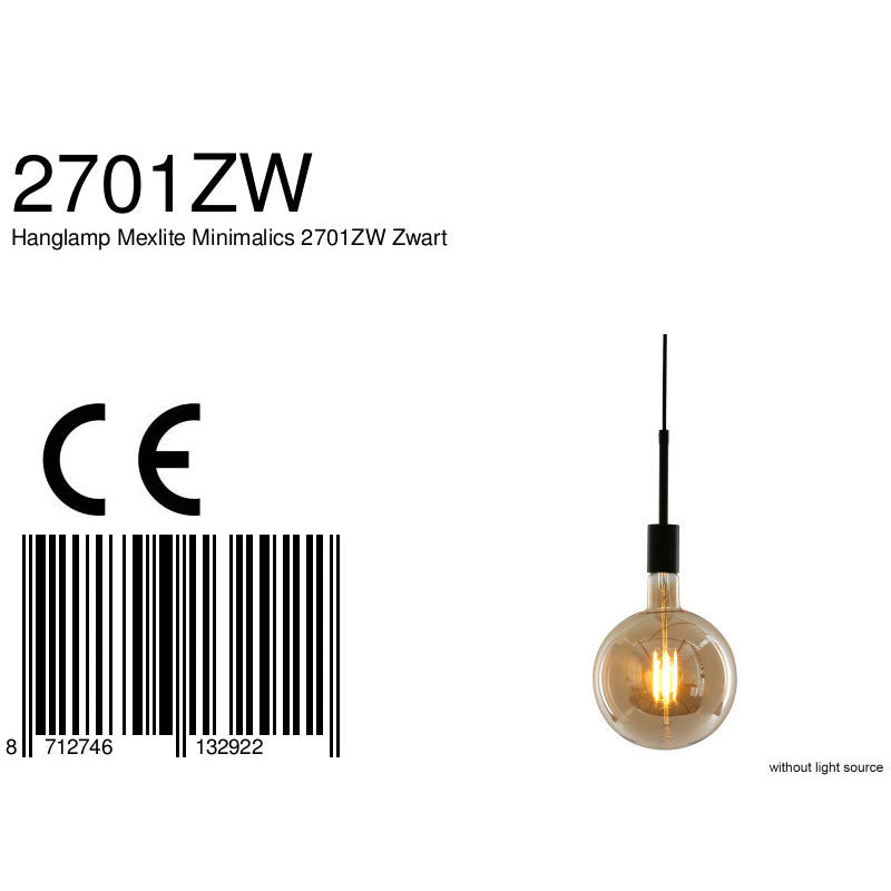 Hanglamp Minimalics 2701ZW Zwart met E27 fitting