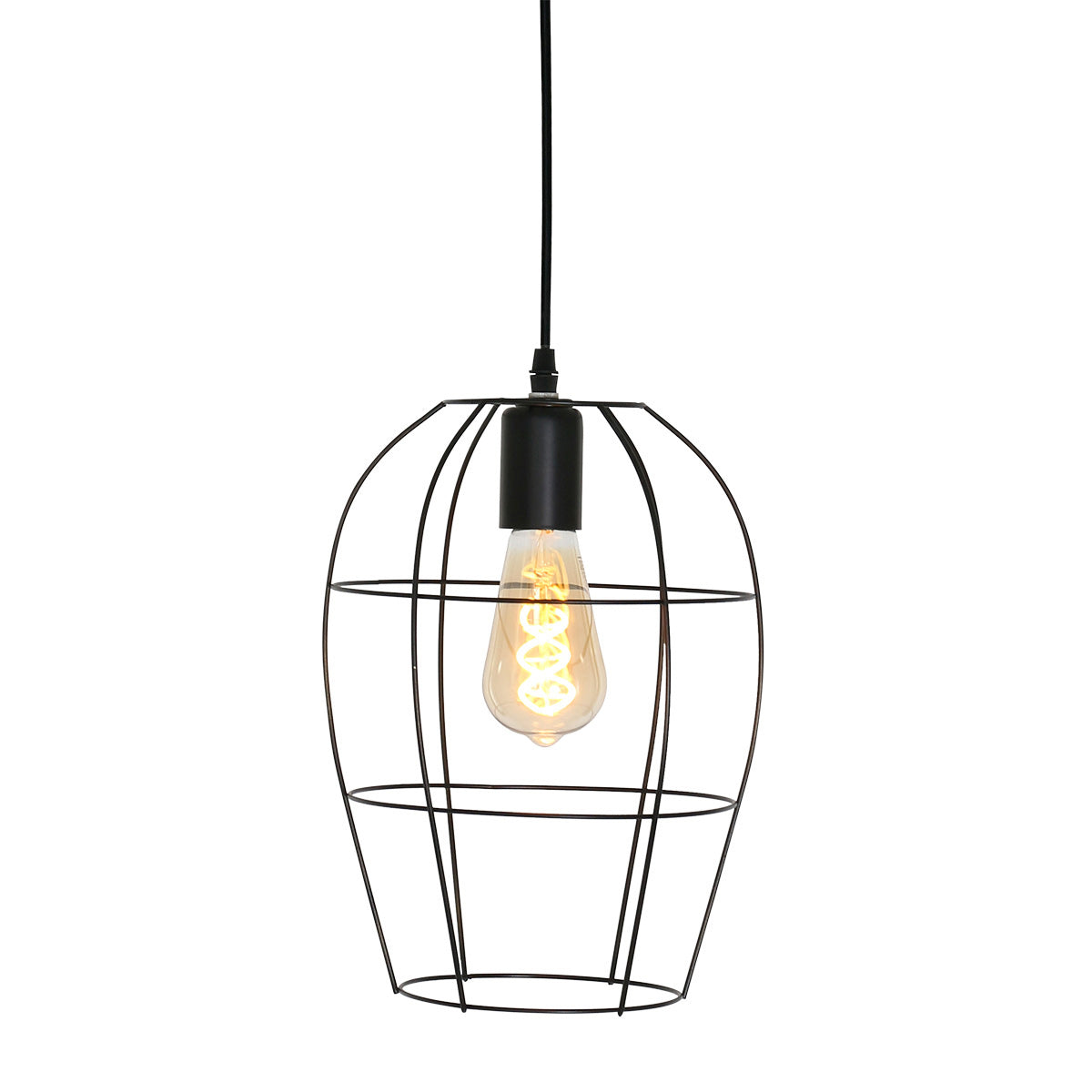 Hanglamp Minimalics 2705ZW Zwart – Stijlvol open design met E27 fitting