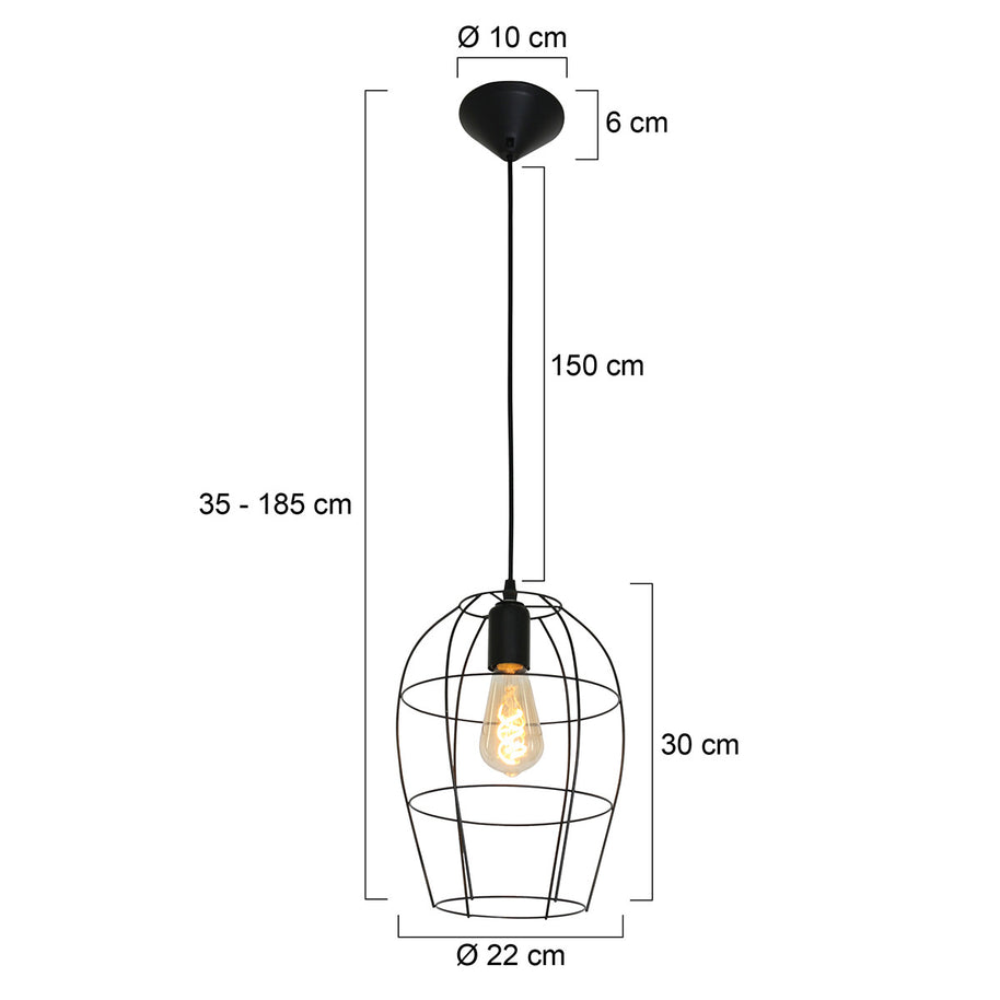 Hanglamp Minimalics 2705ZW Zwart – Stijlvol open design met E27 fitting