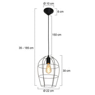 Hanglamp Minimalics 2705ZW Zwart – Stijlvol open design met E27 fitting