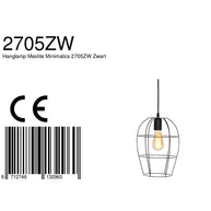 Hanglamp Minimalics 2705ZW Zwart – Stijlvol open design met E27 fitting