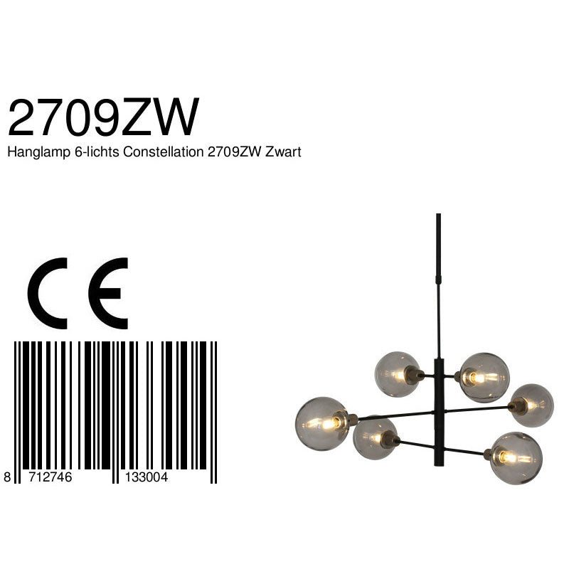 Hanglamp Constellation 2709ZW Zwart draaibaar E14 fitting