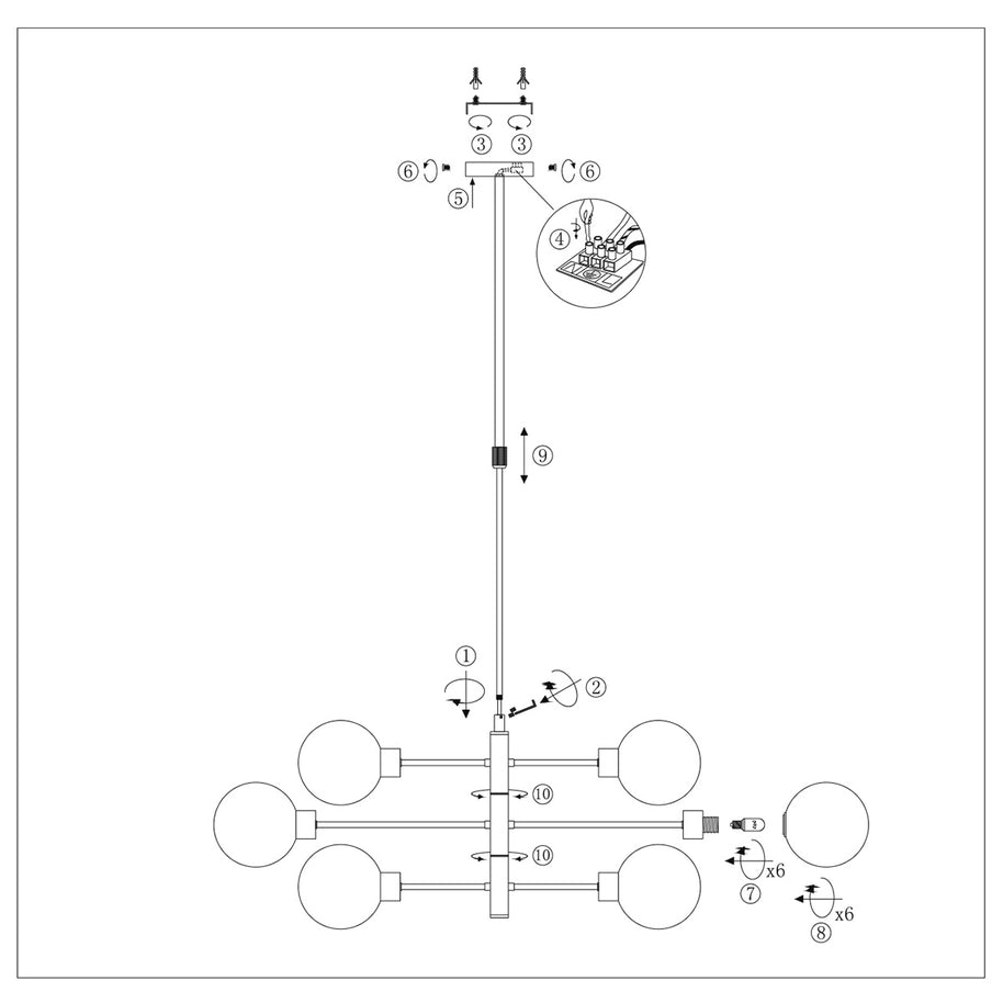 Hanglamp Constellation 2709ZW Zwart draaibaar E14 fitting
