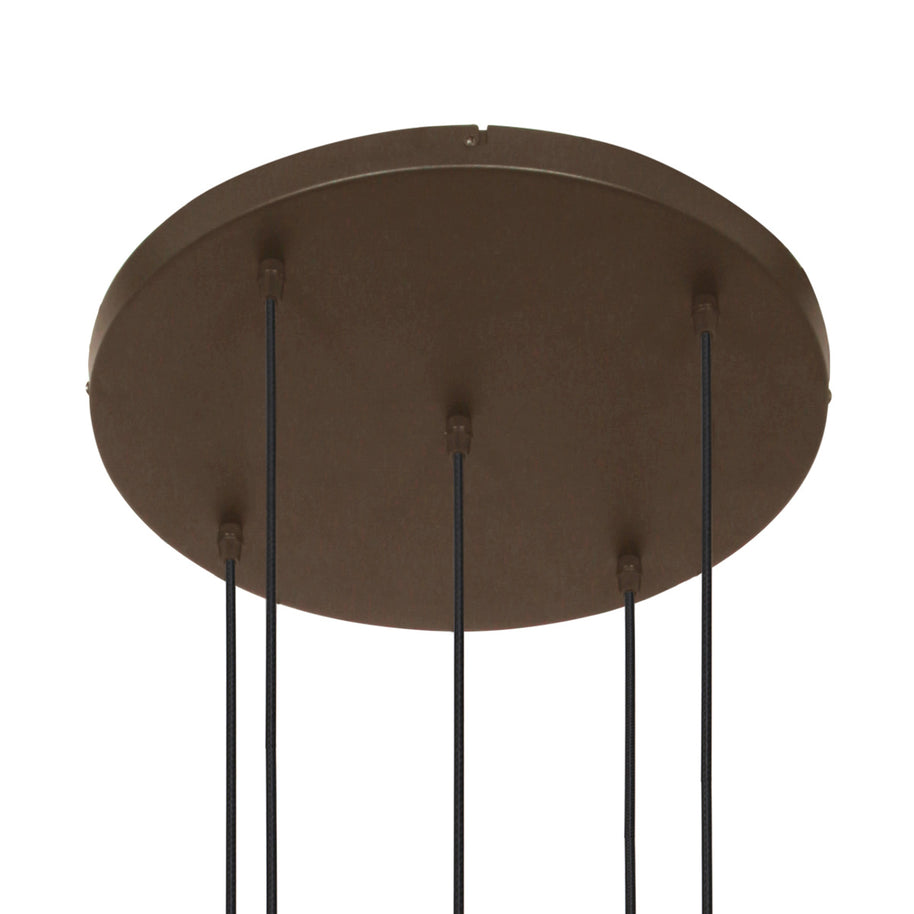 Hanglamp Bollique 2730CA cacao, 5-lichts lamp met amberkleurig glas