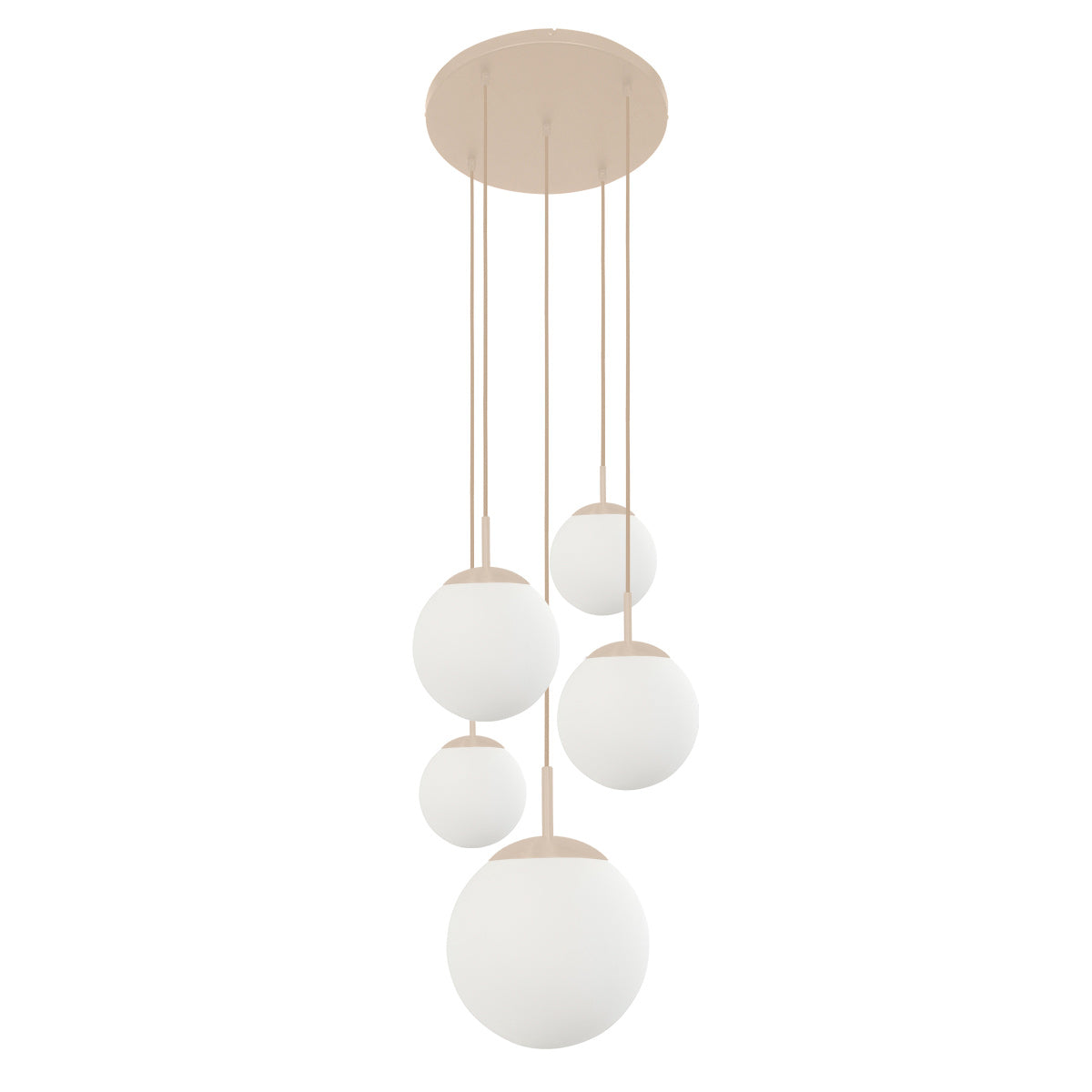 Hanglamp Bollique 2730CR crème 5-lichts designlamp met mat-wit glas