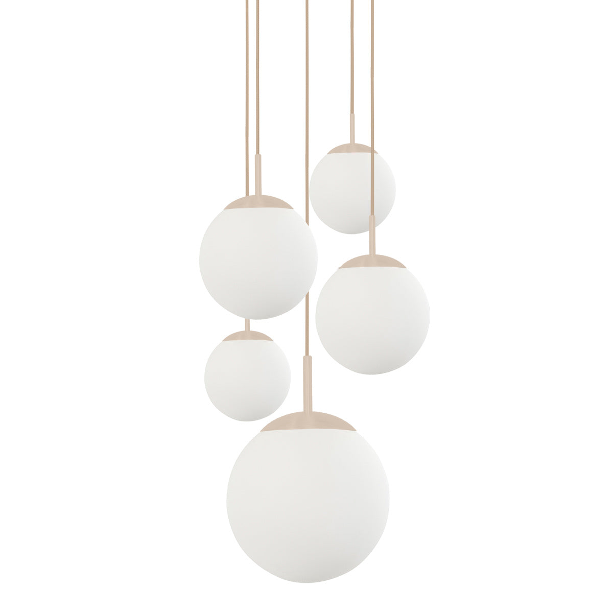 Hanglamp Bollique 2730CR crème 5-lichts designlamp met mat-wit glas