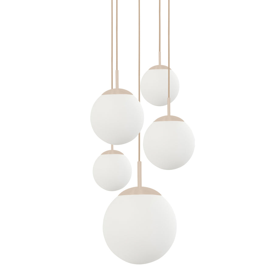 Hanglamp Bollique 2730CR crème 5-lichts designlamp met mat-wit glas