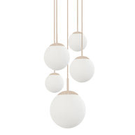 Hanglamp Bollique 2730CR crème 5-lichts designlamp met mat-wit glas