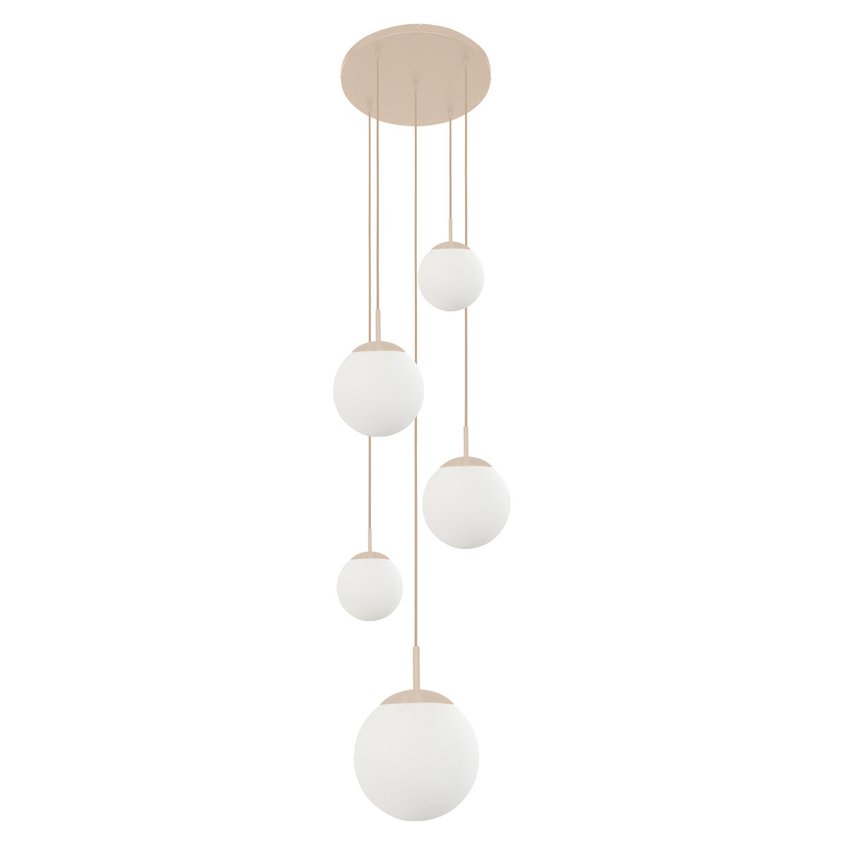 Hanglamp Bollique 2730CR crème 5-lichts designlamp met mat-wit glas