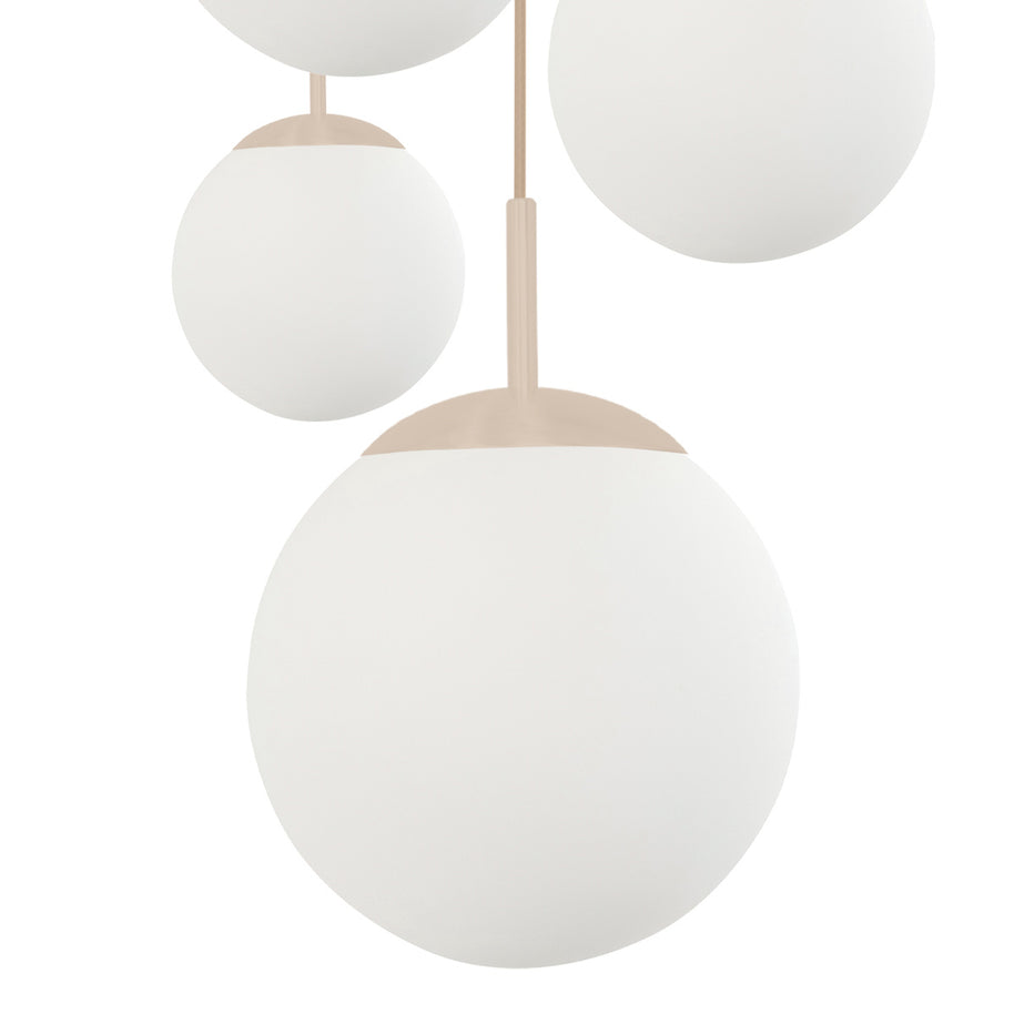 Hanglamp Bollique 2730CR crème 5-lichts designlamp met mat-wit glas