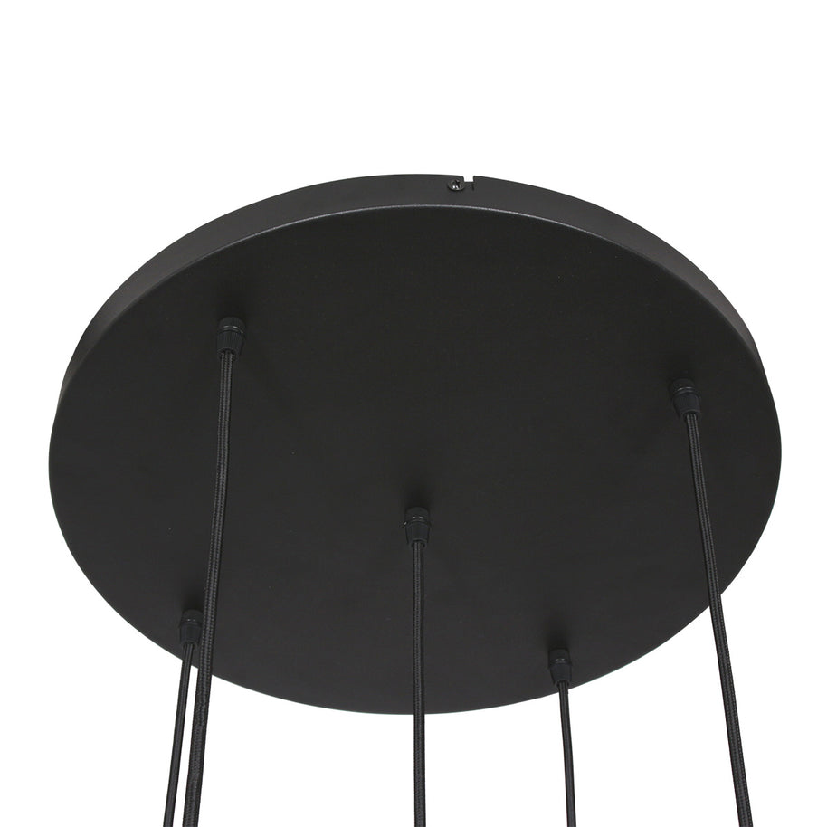 Hanglamp Bollique 2730ME messing, 5-lichts met amberkleurig glas