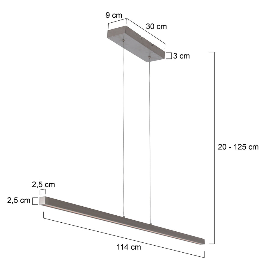 Minimalistische stalen hanglamp Danske 2745ST 2000 Lumen