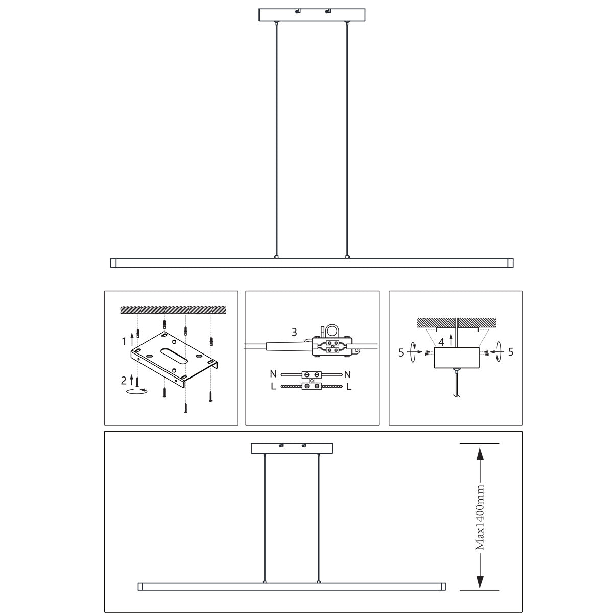 Minimalistische zwarte hanglamp Danske 2745ZW 2000 lumen