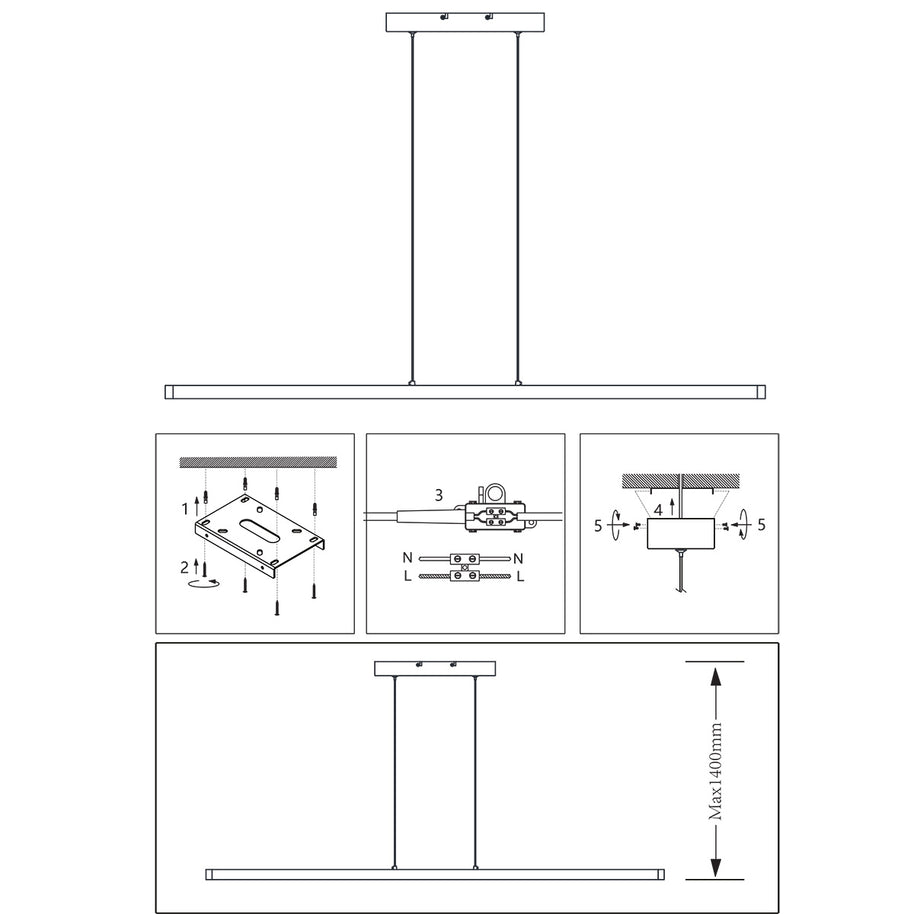 Minimalistische zwarte hanglamp Danske 2745ZW 2000 lumen