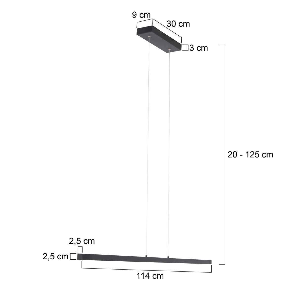 Minimalistische zwarte hanglamp Danske 2745ZW 2000 lumen