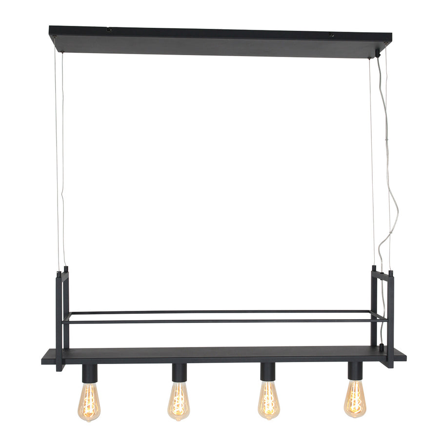 Zwarte hanglamp Buckley 2983ZW met plateau en 4 x E27-fitting