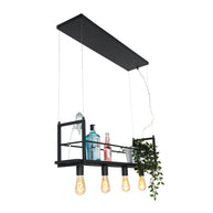 Zwarte hanglamp Buckley 2983ZW met plateau en 4 x E27-fitting