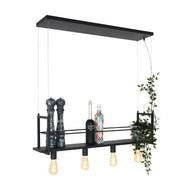 Zwarte hanglamp Buckley 2983ZW met plateau en 4 x E27-fitting