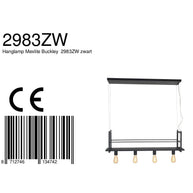 Zwarte hanglamp Buckley 2983ZW met plateau en 4 x E27-fitting