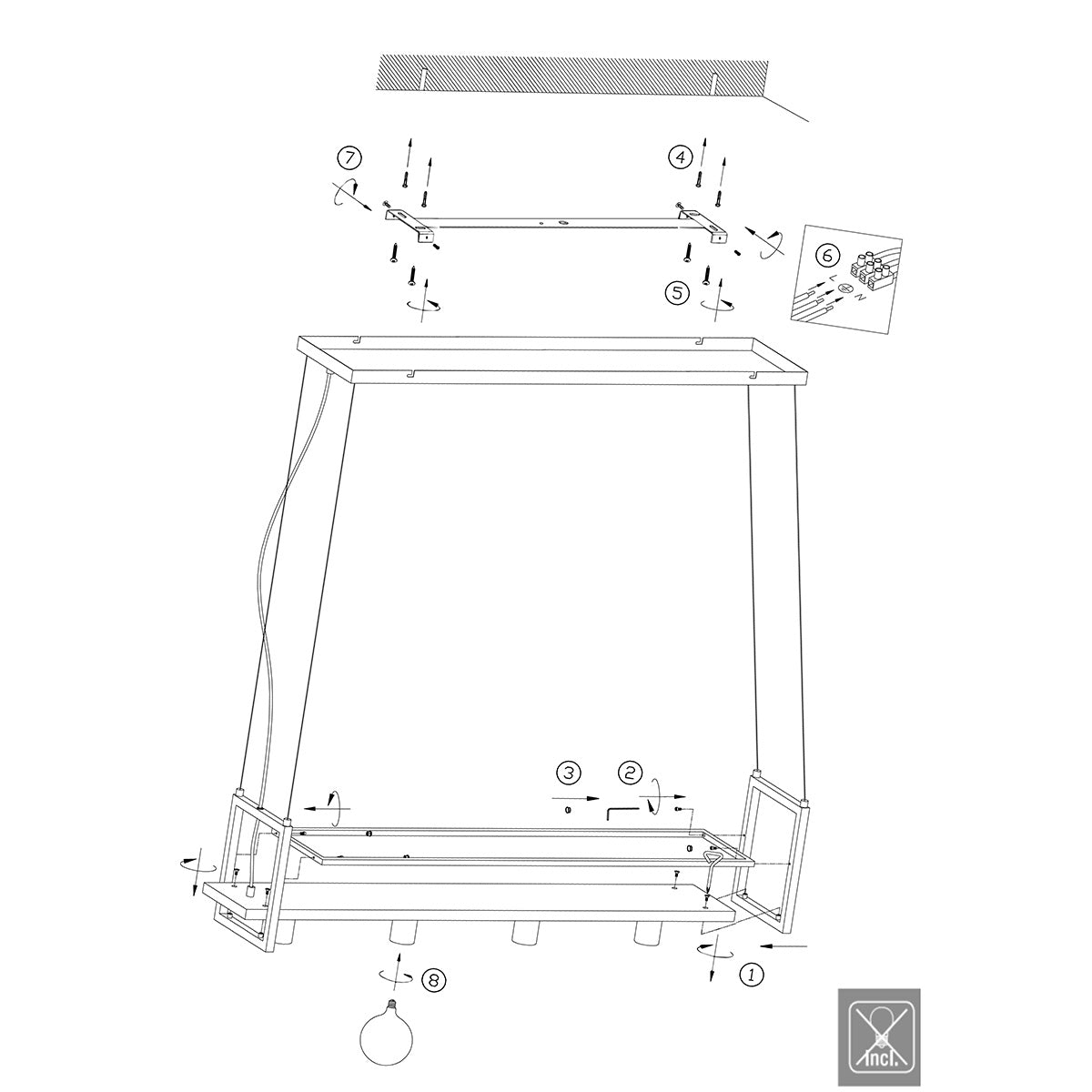 Zwarte hanglamp Buckley 2983ZW met plateau en 4 x E27-fitting